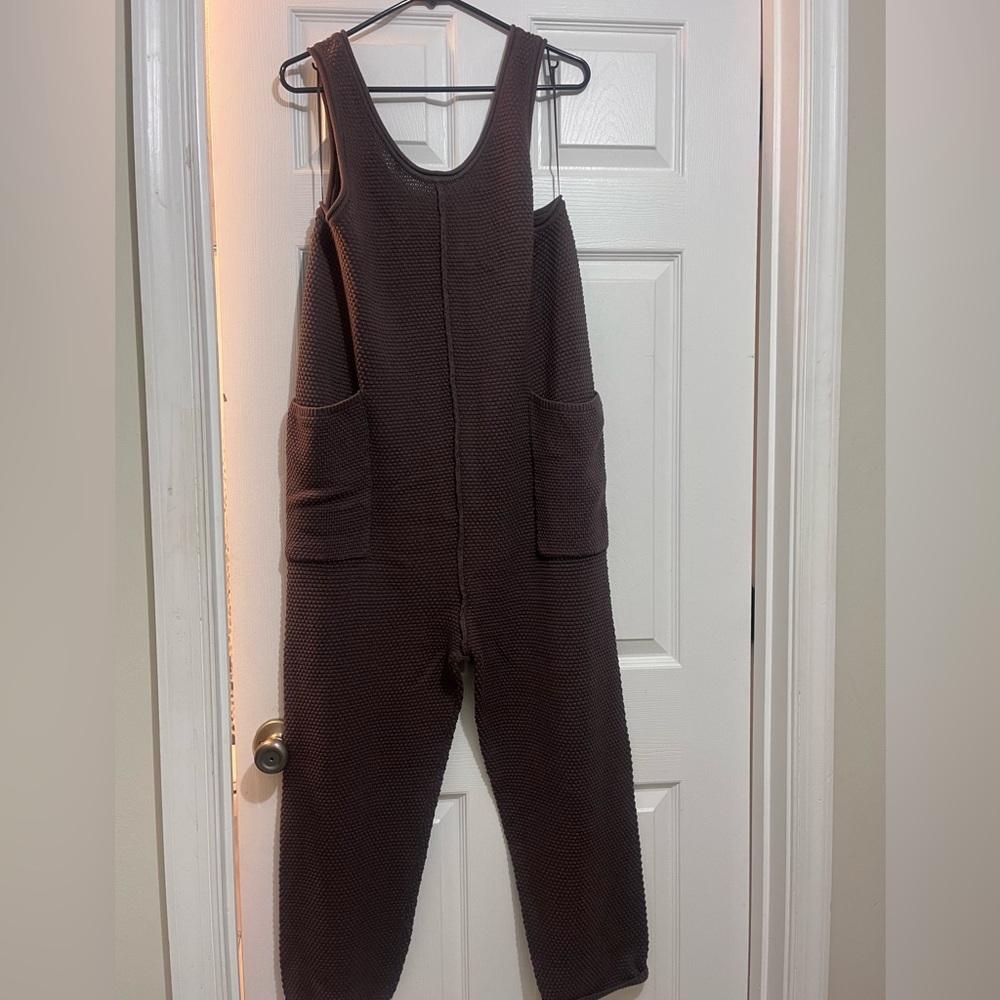 Brown Knit Overalls